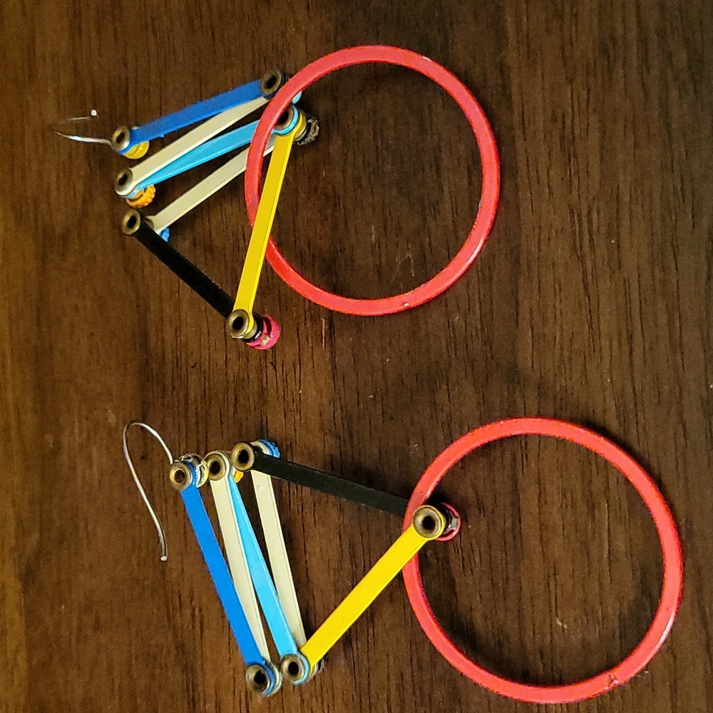 Eve Kaplin Vintage 80s Geometric Earrings - Picture 4 of 7